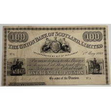 SCOTLAND 1888 . ONE HUNDRED 100 POUNDS BANKNOTE . SPECIMEN